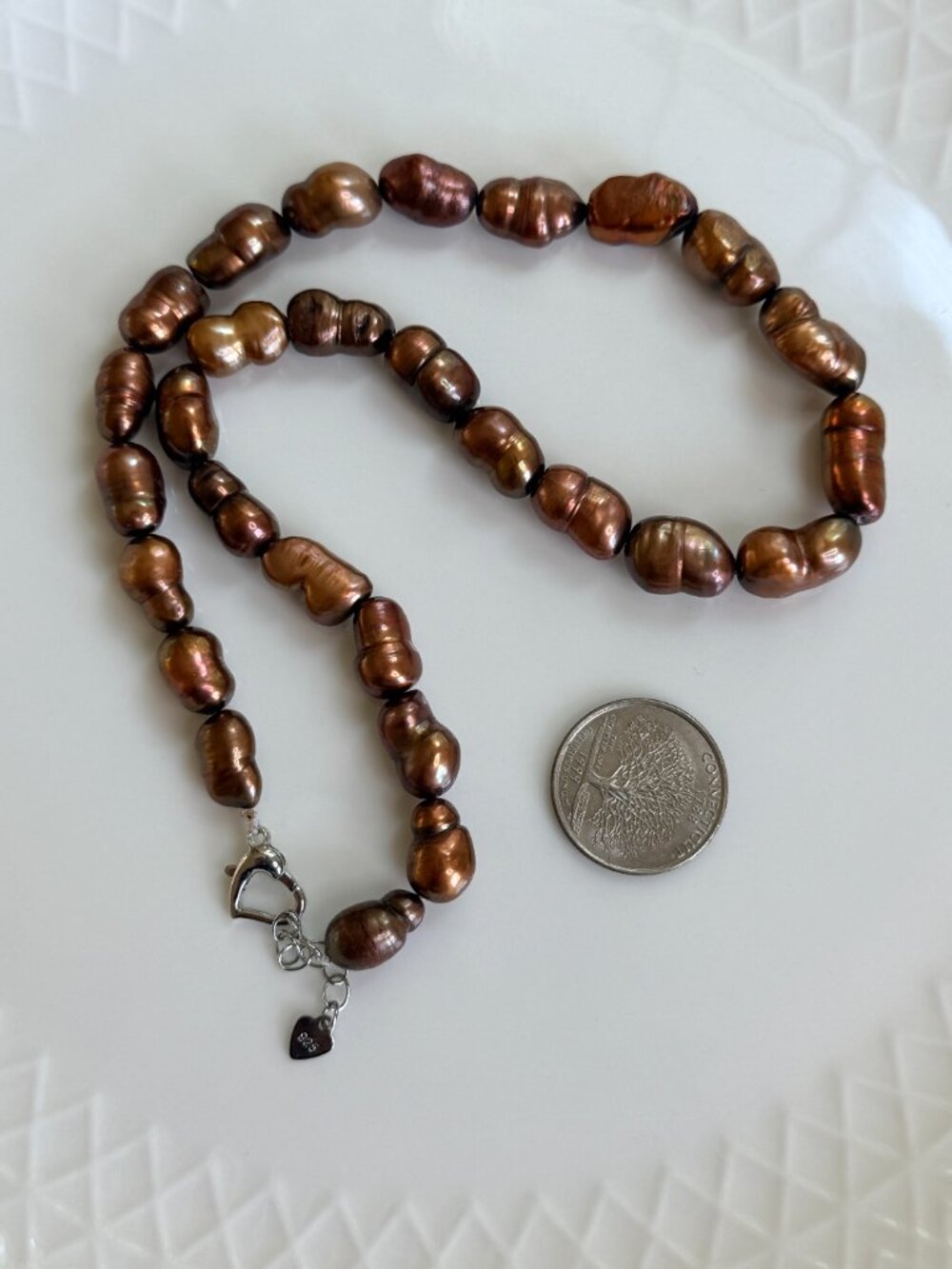 Real Freshwater Chocolate Baroque Pearl Necklace | Handmade - Picture 9 of 9